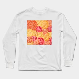 Orange Floral Pattern Long Sleeve T-Shirt